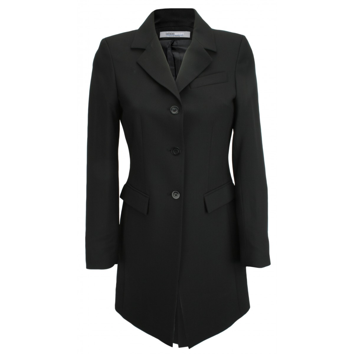 Simon Jersey Ladies Long Length Plain Wool Mix Suit Jacket Black
